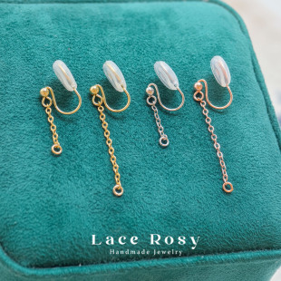 无耳洞2cm耳线链条加吊坠蚊香盘耳夹转换器空托手工diy改造材料女