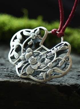 民族风短款手工镂空花秋冬银项链