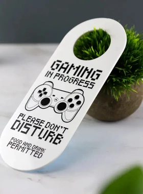 新品GAMING IN PROGRE少儿房木质门挂请勿打扰门牌 居家装饰