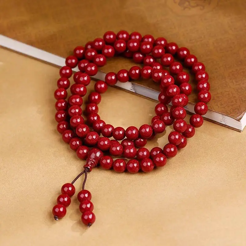 天然朱砂手镯手镯手串108颗佛珠手链朱砂手链毛衣链手串