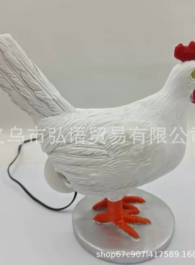 新款创意树脂工艺品仿真白色下蛋鸡头新奇卧室家居摆件