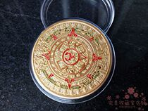 Paint the Mayan Pyramid, gold plated, 1 ounce Color Gold Commemorative Medallion, American commemorative coin sent to the round box