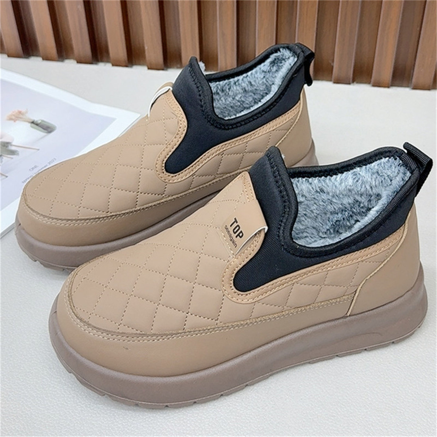 一脚蹬厚底加绒博肯鞋中老年休闲加厚冬季棉鞋老北京布鞋女棉靴,女鞋,棉鞋,淘宝优惠券,粉丝福利购,淘宝优惠卷