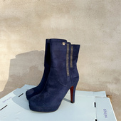 秋冬女士超高跟时尚 清仓道具鞋 靴子反绒防水台侧拉链高跟鞋 子特价