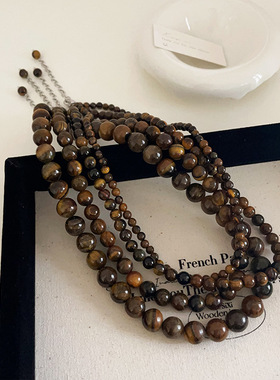 天然石串珠项链女设计感小众个性简约百搭气质复古时尚颈链锁骨链