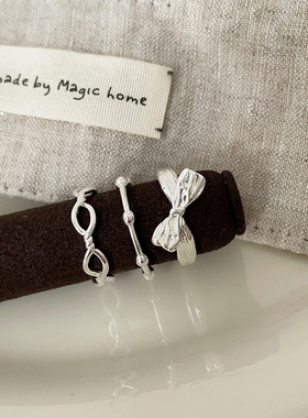 蝴蝶结金属开口戒指女小众设计感简约时尚个性精致百搭指环戒子