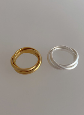 哑光多圈金属戒指女小众设计感复古个性简约百搭气质时尚指环戒子