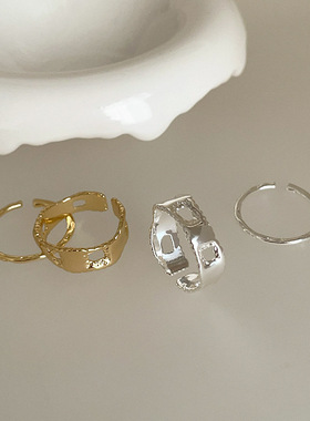 不规则镂空金属戒指女韩国小众设计复古个性简约百搭气质指环戒子