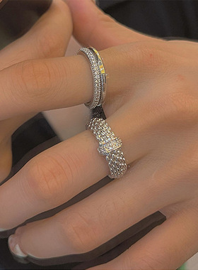 法式复古锆石金属戒指套装女韩国小众个性简约百搭气质指环戒子