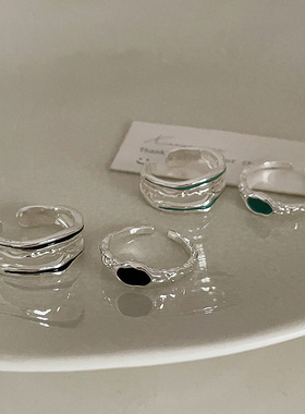 不规则滴油金属开口戒指套装女小众设计复古个性简约百搭气质指环