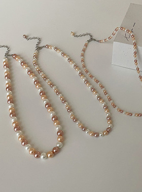 轻奢高级感糖果色珍珠项链女法式优雅个性时尚气质百搭颈链锁骨链