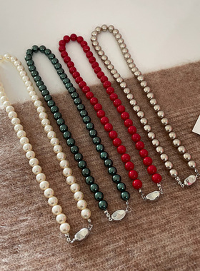 法式复古优雅气质珍珠项链女高级感小众个性简约百搭颈链毛衣链