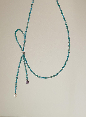 绿色水晶串珠蝴蝶结项链女小清新温柔气质甜美个性百搭颈链锁骨链