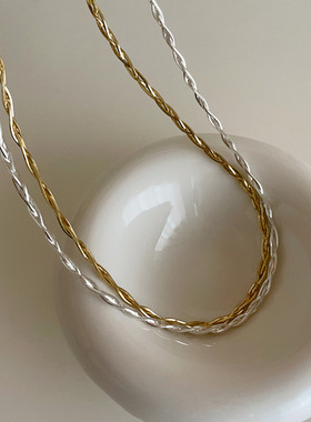 极简冷淡风麻花金属项链女设计感小众复古个性百搭时尚颈链锁骨链