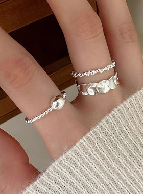 不规则金属戒指套装女韩国小众复古个性简约百搭气质时尚指环戒子