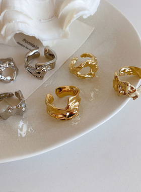 法式复古不规则金属开口戒指女时髦百搭小众气质食指环网红冷淡风