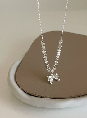 碎银几两蝴蝶结金属吊坠项链女复古个性简约百搭气质颈链锁骨链