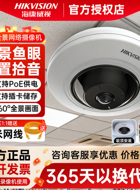 海康威视500万鱼眼全景监控摄像头POE高清网络半球DS-2XA3956F-IS
