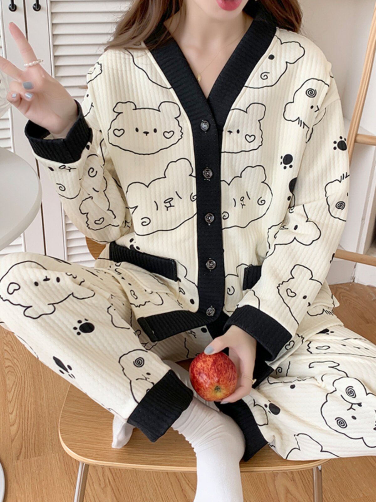 가을 겨울 에어 코튼 감금 옷 봄 가을 순면 산후 12개월 산모 모유 수유 잠옷 감금 10