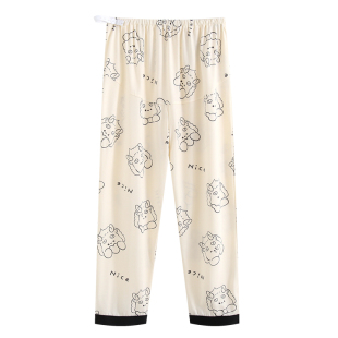 纯棉春秋薄款 大码 托腹裤 子女春夏季 可调节不勒肚子家居裤 孕妇睡裤