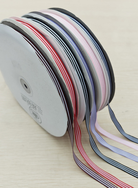 三顶织带1cm白色条纹色织带包边带服装辅料间色黑白平纹带91米/卷