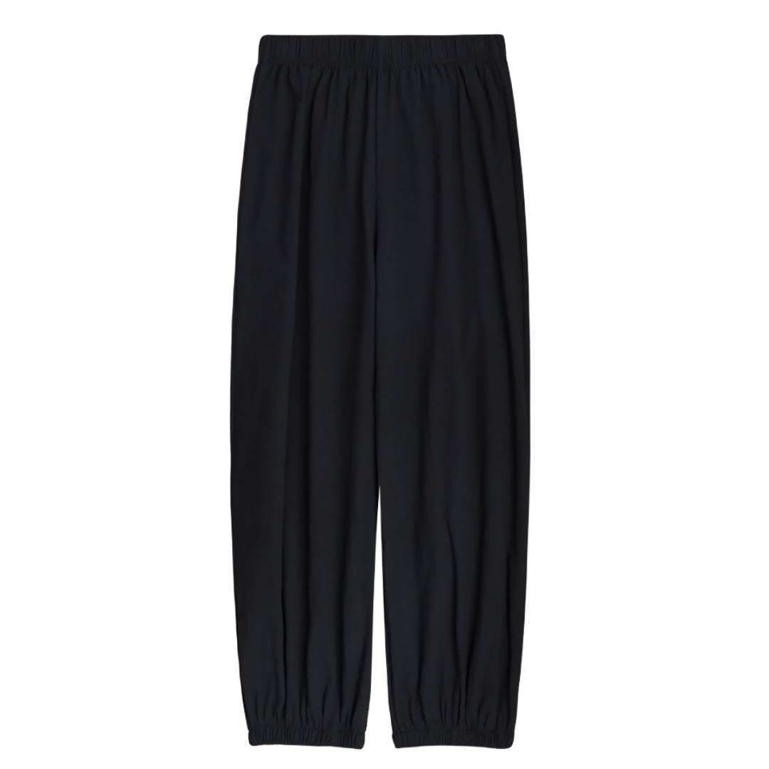 海豚岛服饰简洁黑宽松休闲长裤