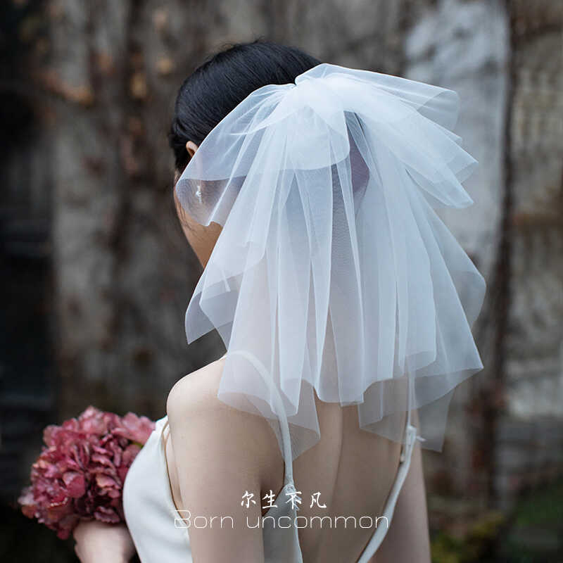领证短款拍照道具新娘写真小头纱