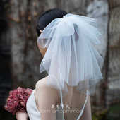 短款 双层领证结婚登记新娘婚礼造型写真小头纱简约拍照道具新款