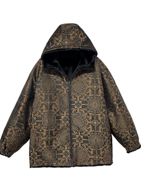 B251121-男士宋锦绣八达晕罗兰云柔貂双面穿保暖连帽外套