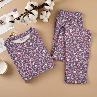 线衣线裤 大码 棉毛衫 保暖内衣套装 中老年妈妈女士印花德绒秋衣秋裤