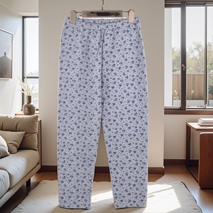 敞口睡裤 秋冬新款 夹棉加厚大码 中老年加肥加大薄棉裤 三层花保暖裤