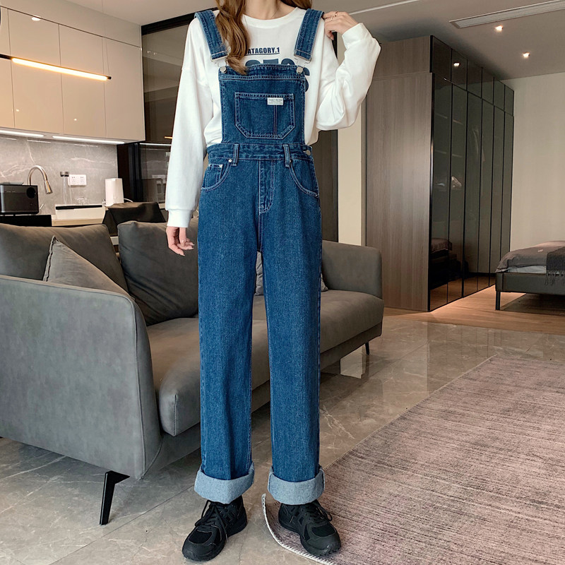 Real shot real price Korean style loose and versatile jeans strapless, floor pants and pants