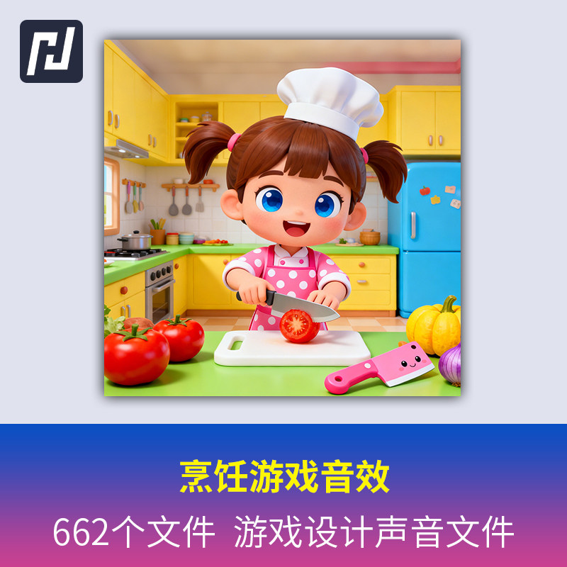 儿童烹饪游戏音效素材包烹饪做菜切菜拿取食物菜单点击UI动画声音