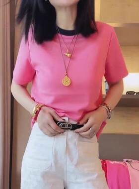 欧洲站大码女装2026新款胖mm气质女士洋气宽松圆领正肩短袖T恤女