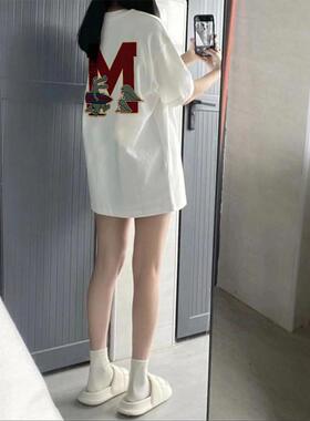 纯棉oversize短袖t恤女夏季2025年新款宽松白色港味chic上衣ins潮