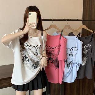 设计感体恤辣妹胖MM宽松显瘦上衣 大码 微胖休闲美式 短袖 T恤女夏季
