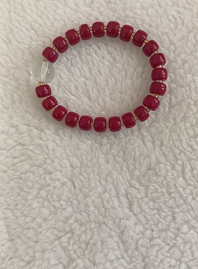 手串收藏级台湾玉化果冻级老型珠手链 玛瑙红色转运招财手链