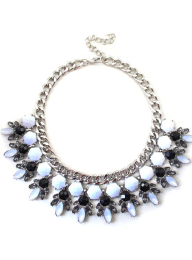 克拉艺术表演黑白色夸张毛衣项链