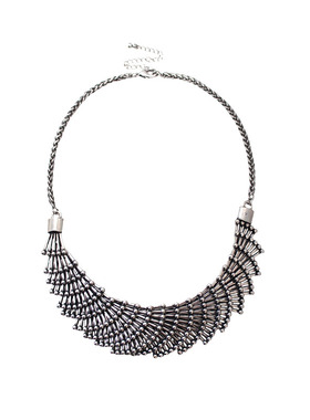 欧美风夸张复古做旧扇形镂空项链