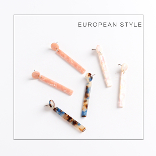 99克拉日韩OL风长款 几何清新醋酸板耳环钉坠饰女学生TJ 简约时尚