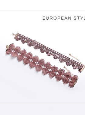 克拉欧美短款蕾丝编织组合颈带