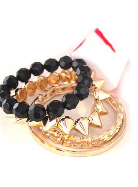 克拉欧美风质感多层黑色串珠手链