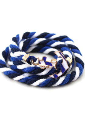 99克拉欧美时尚饰品麻花绳蓝白