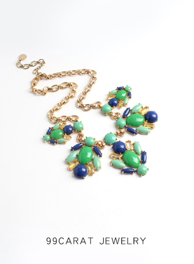 99克拉复古绿色时尚毛衣链夸张欧美风有垂感有质感个性项链女VX