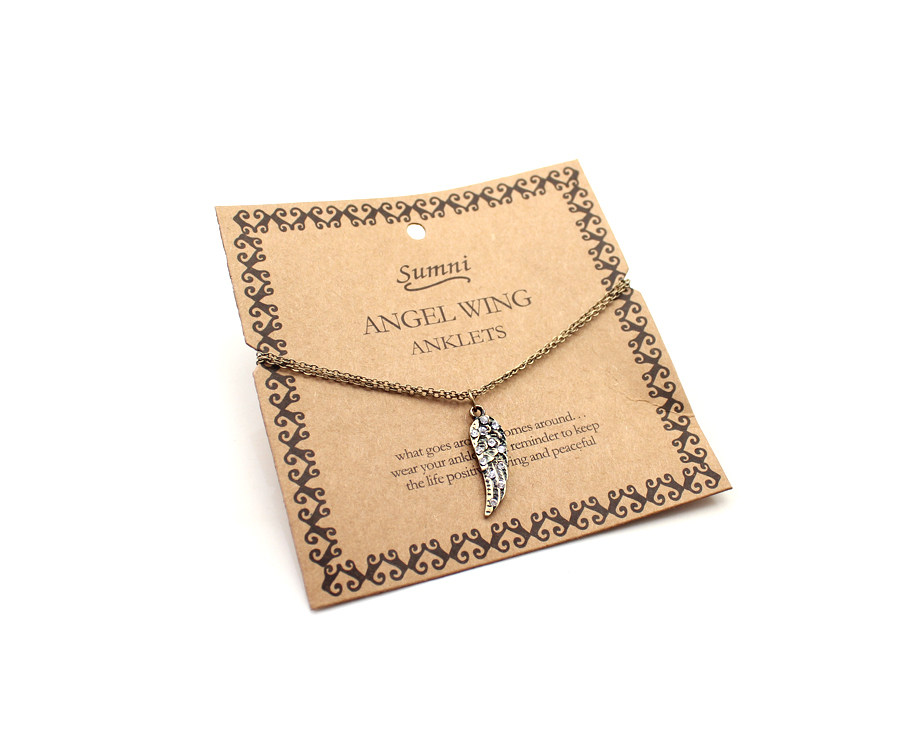 99克拉欧美饰品品牌sumni天使之翼复古时尚闪钻翅膀脚链(gh)