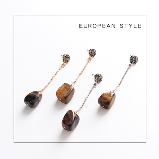 日韩ol风气质不规则几何睛石长款 简约耳线坠钉饰环女显脸小时尚