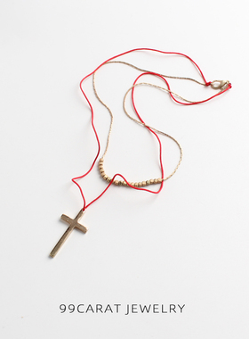 克拉质感金色本命年红绳双层项链