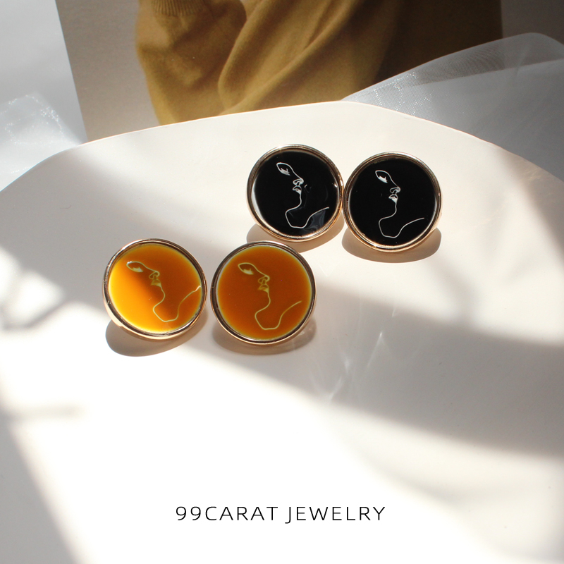 克拉银针滴釉艺术线条时尚风耳钉