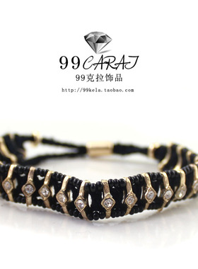 克拉欧美风品牌质感串珠编织绳