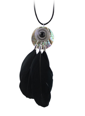 克拉欧美天然贝壳黑色长款毛衣链